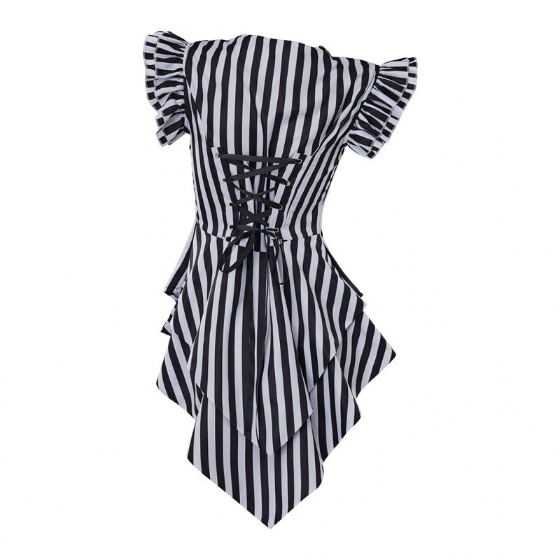 Womens Steampunk Outfit Striped Vest Jacket Top