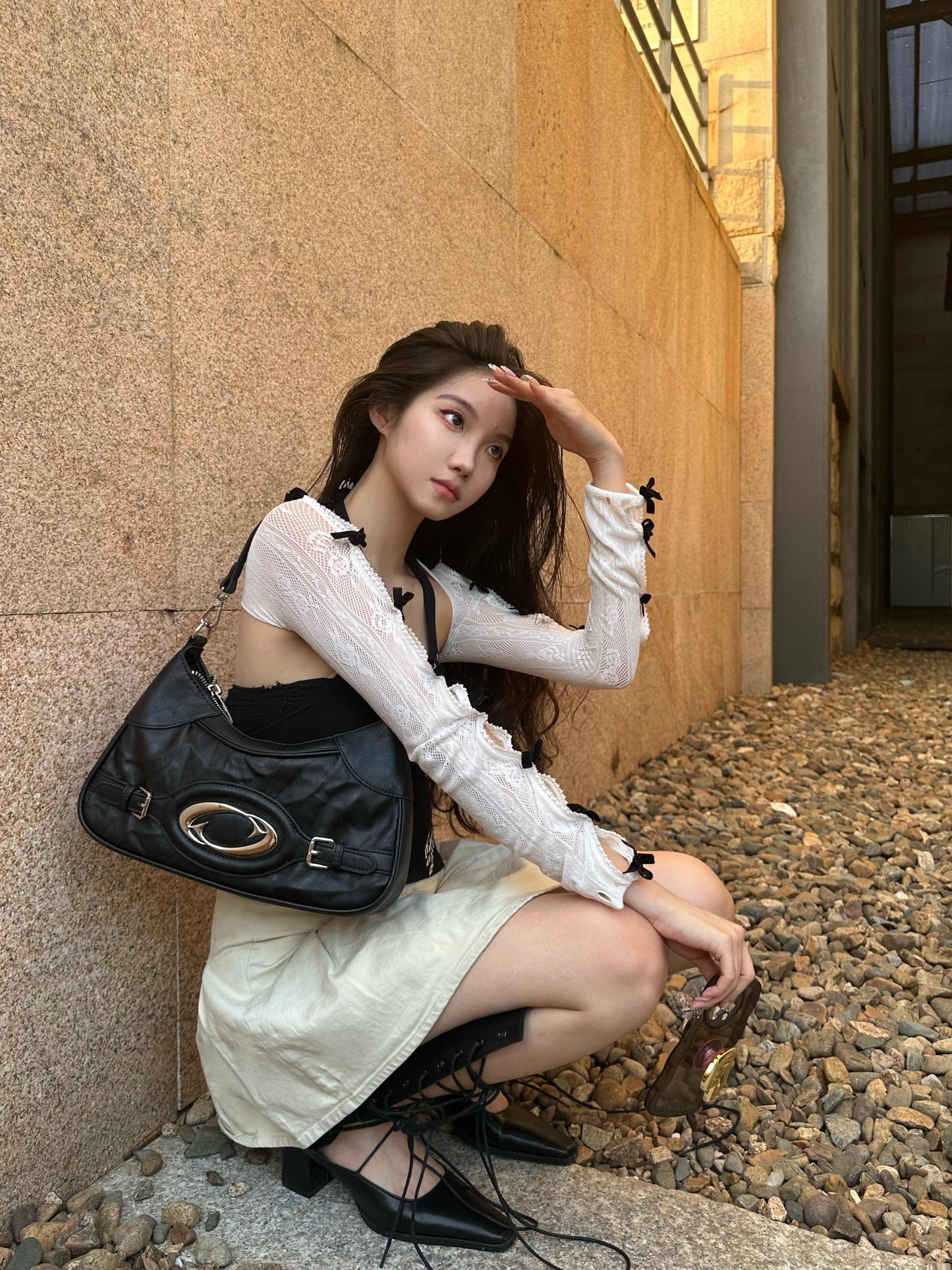 Special-interest Design Wrinkle Texture Fashionable All-match Commuter Crossbody Shoulder Underarm Bag