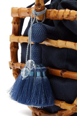 Women's Ancient Style Handmade Tassel Bamboo Bucket Holiday Semicircle Bamboo Handbag