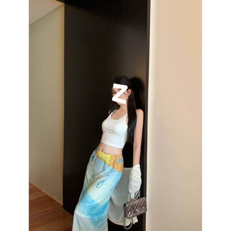 High Waist Design Sense Niche Artistic Sense Long New Style Printed Skirt For Women