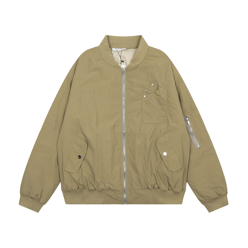 Men's Spring And Autumn Casual Loose Cargo Zipper Cardigan Outerwear Tide
