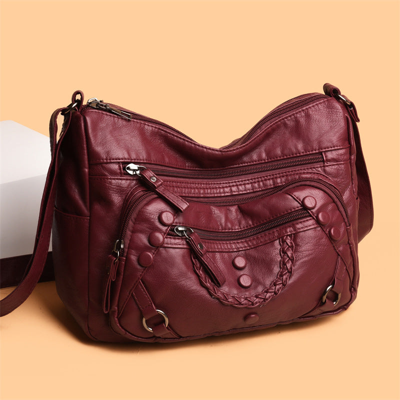 Simple Temperament Leisure Soft Leather Shoulder Messenger Bag