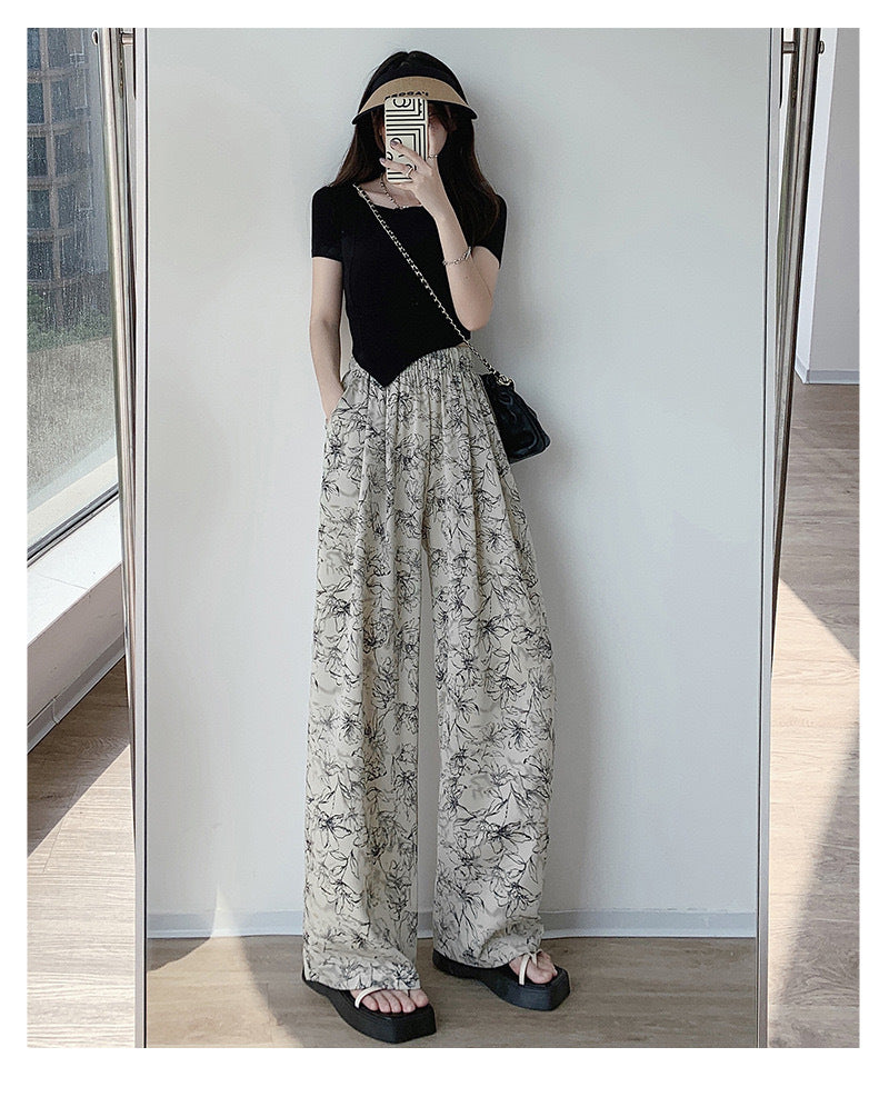 Women's Chinese-style Ink Painting Wide-leg Pants
