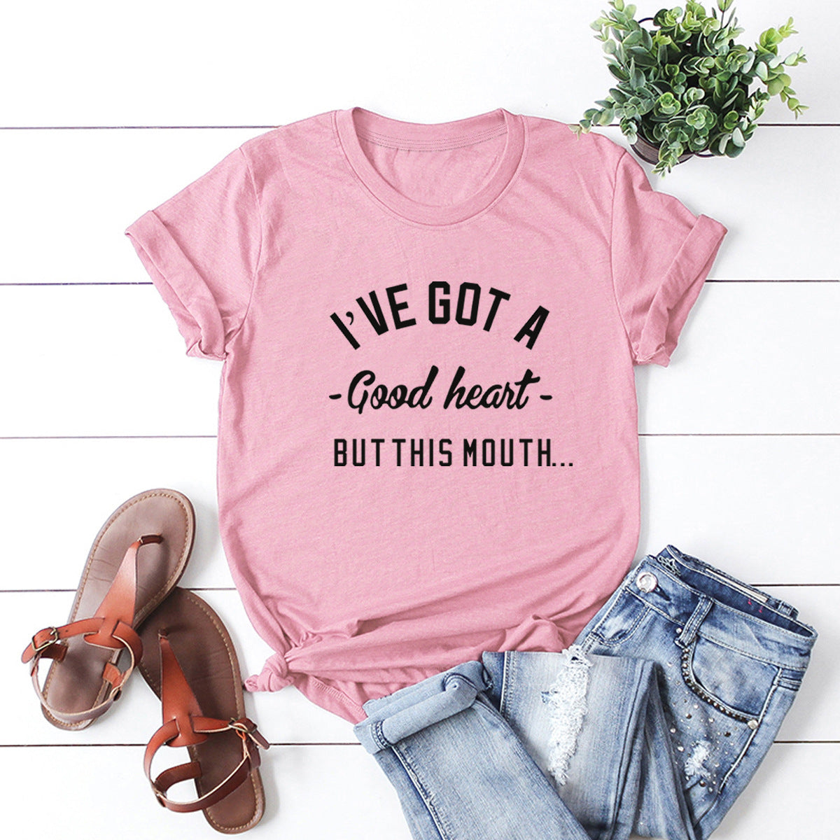 European And American Women's Round Neck Short Sleeve T-shirt