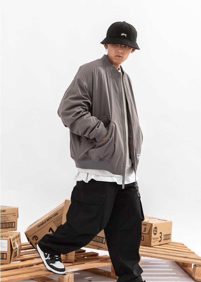 Style Zipper Stand Collar Tooling Casual Flight Suit Baseball Uniform