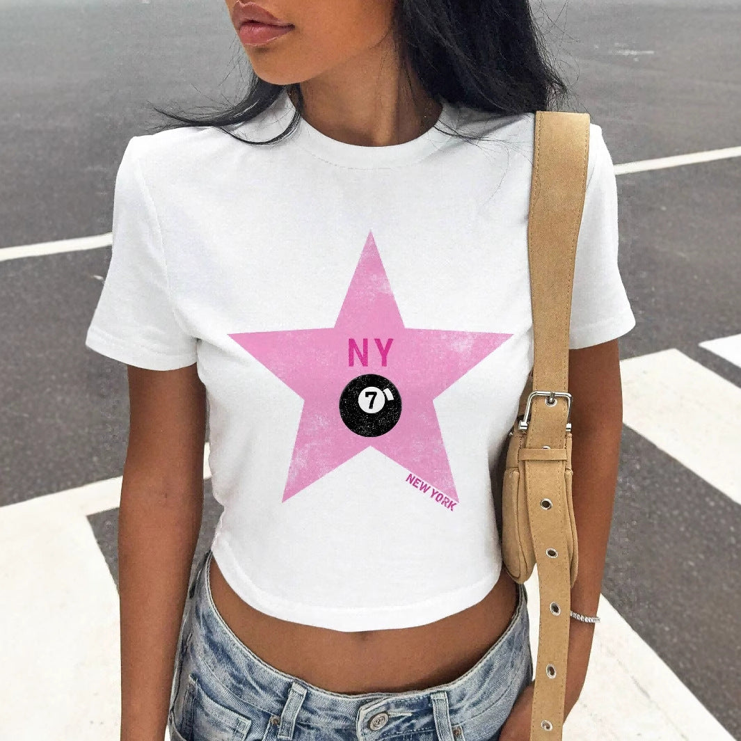 Moderne, figursyet croptop med print