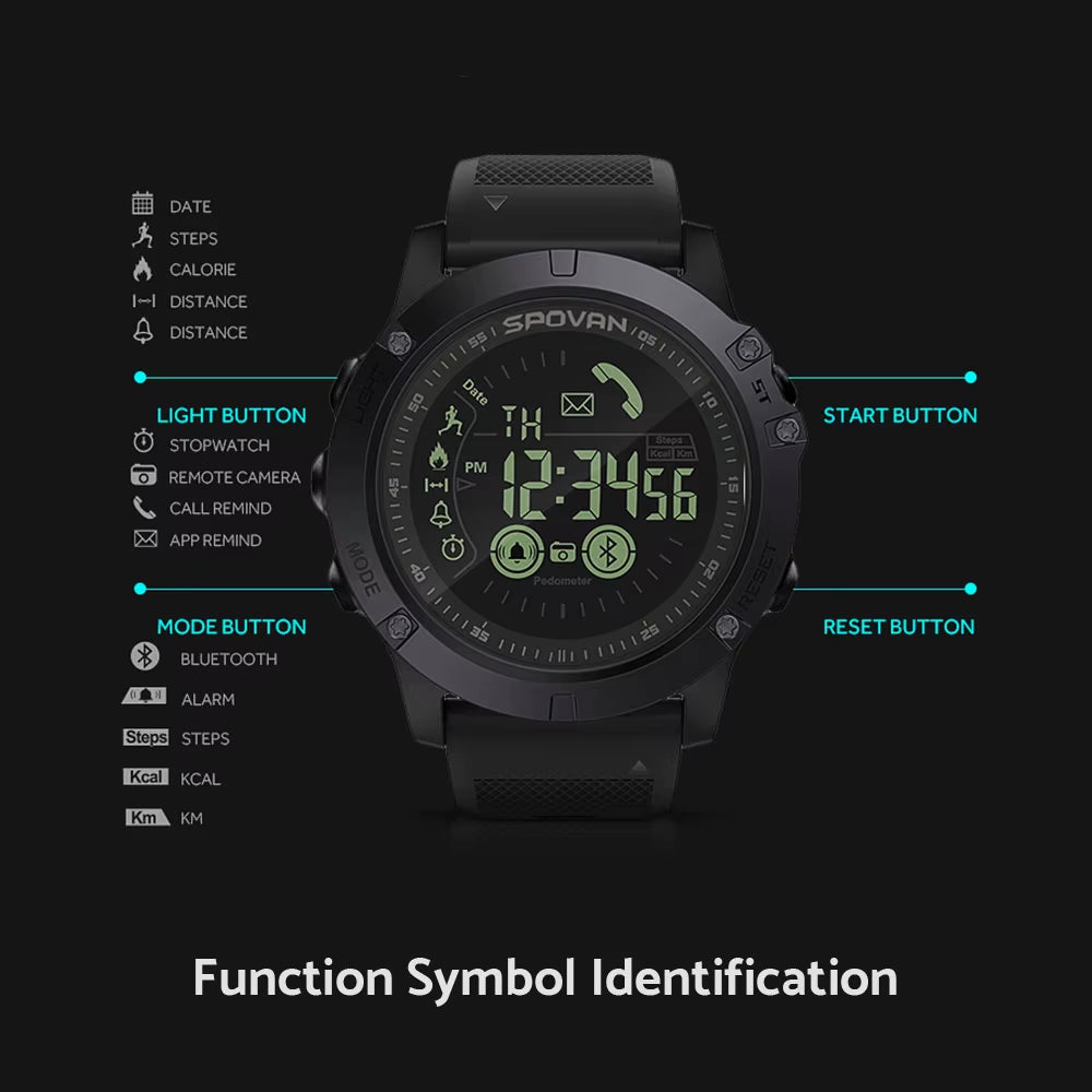Sport Smart Watch Men Professional 5ATM Waterproof Bluetooth Call Reminder Digital Alarm Clock for Ios Android Phone