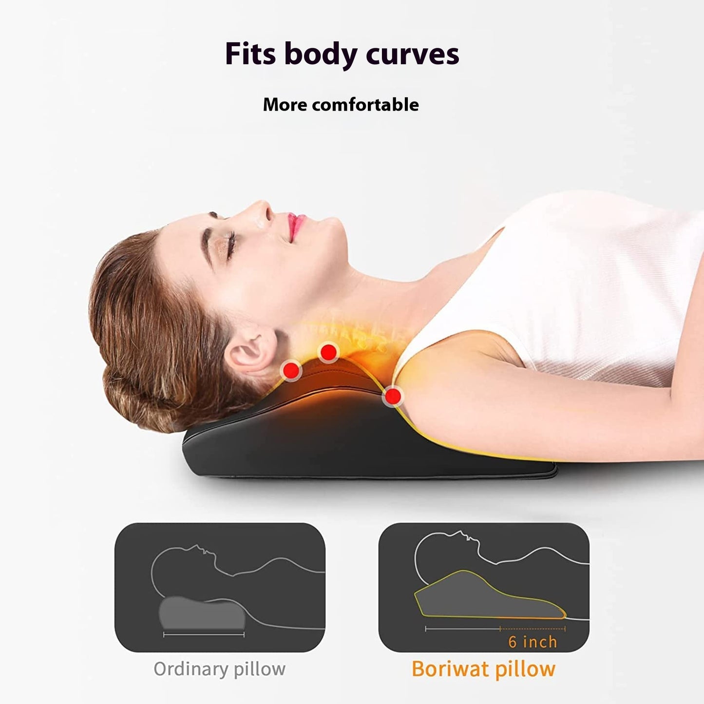 Multifunctional Heating Back Massager 3D Kneading Cushion Neck Waist Lumbar Spine