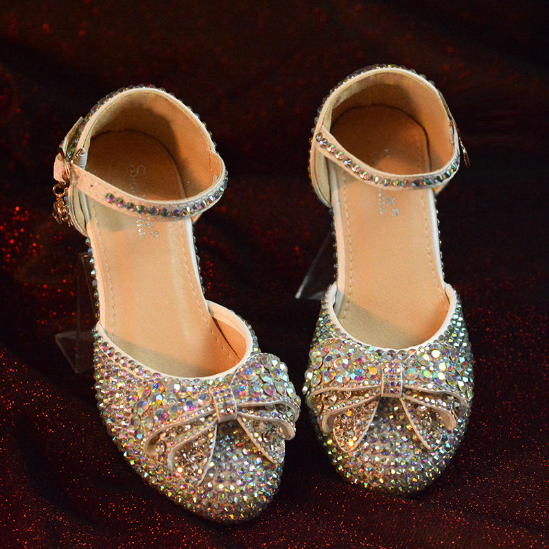 Little Girl Princess Crystal Shoes Flash Host Catwalk Shoes