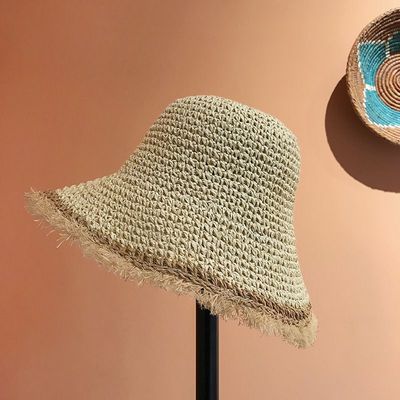 Women's Straw Hat Woven Raw Edge Shade Fisherman Tide All-match