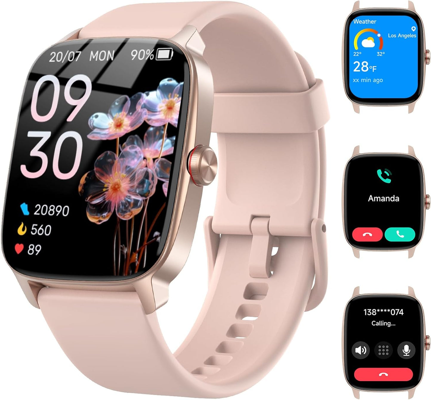 Smart Watch for Men Women with Bluetooth Call & AI Voice, 1.85" HD Fitness Tracker with Heart Rate Spo2 Sleep Monitor, 100+ Sports Modes, Mini Games, IP68 Waterproof Smartwatch for Android Ios Phones