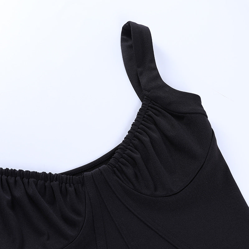 Pure Color Slim Line Waist Revealing Chest Stitching Small Vest