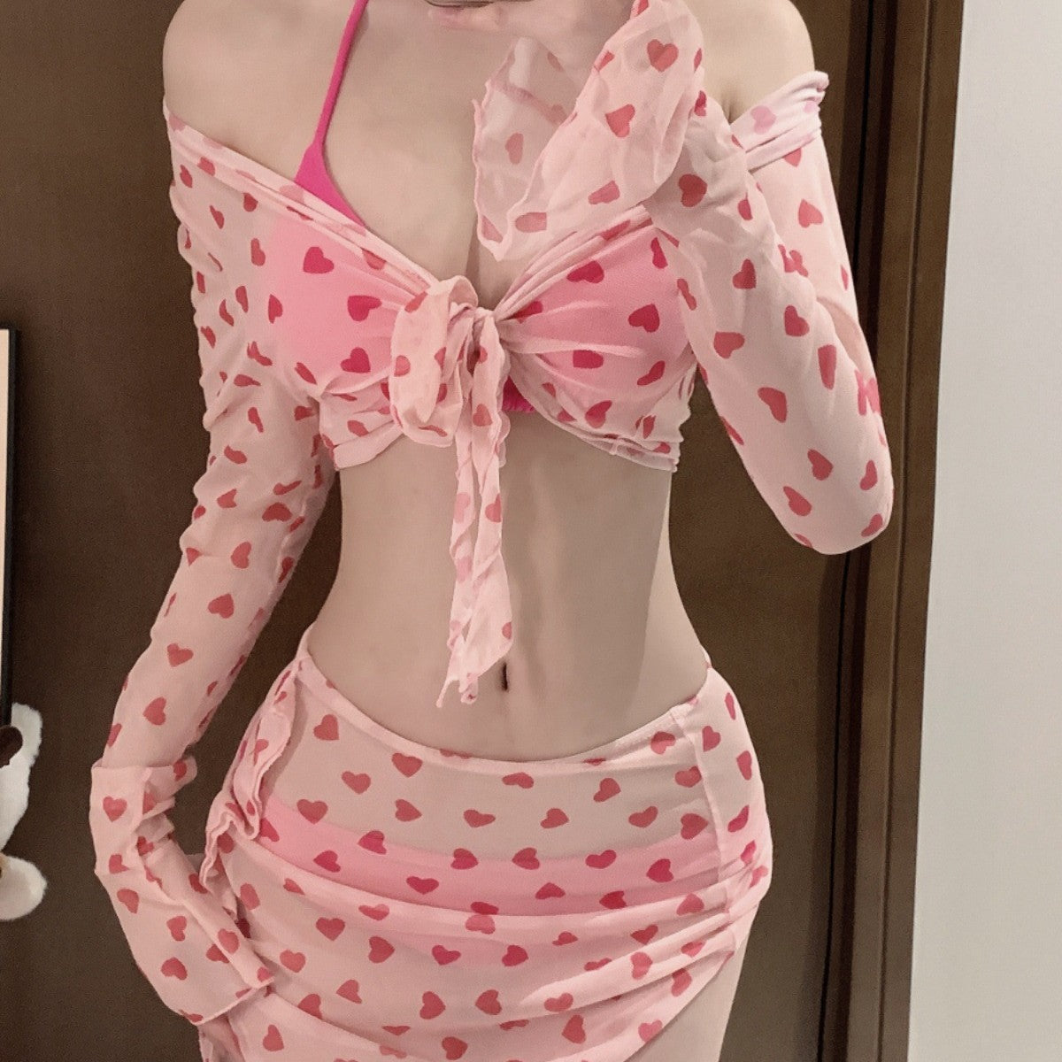 Heart Shaped Bikini Three Piece Set