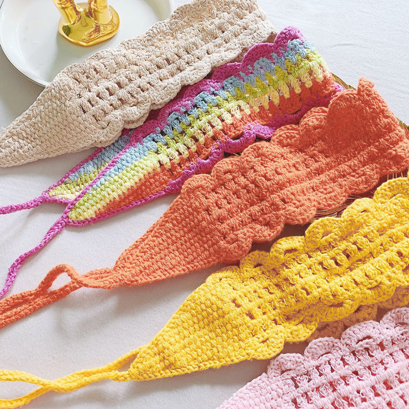 Women Woolen Yarn Handmade Hollow Headband Sports Headband