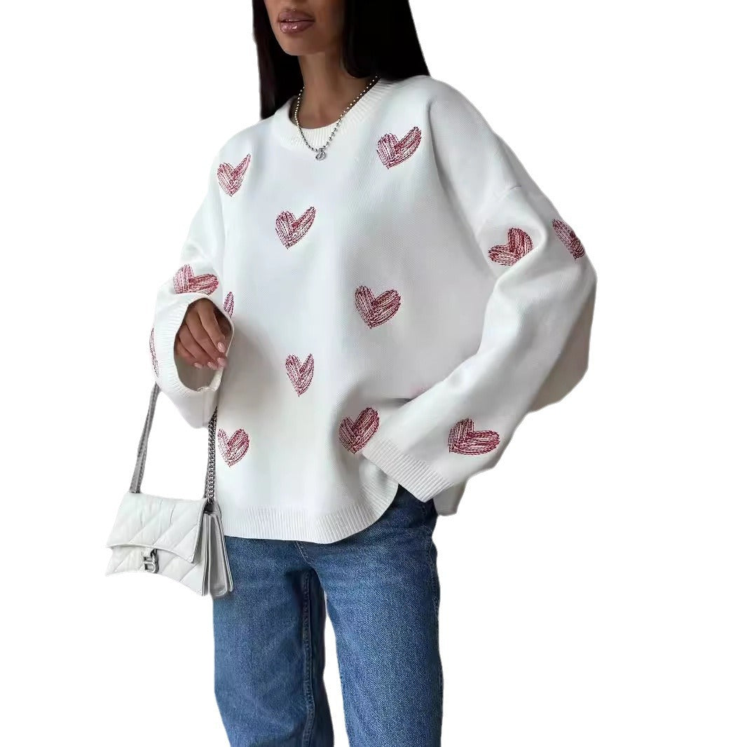 Early Autumn Idle Style Draping Round Neck Long Sleeve Women's Sweater