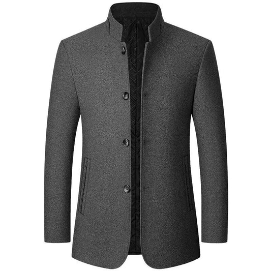 Men's Woolen Jacket Men's Zhongshan Suit Stand Collar