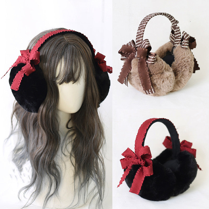 Japanese Lolita Earmuffs Warm Female Cute Bow Folding Ear Bag
