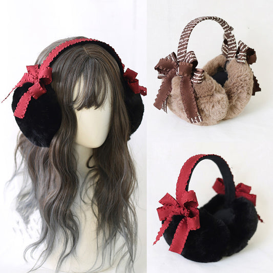 Japanese Lolita Earmuffs Warm Female Cute Bow Folding Ear Bag