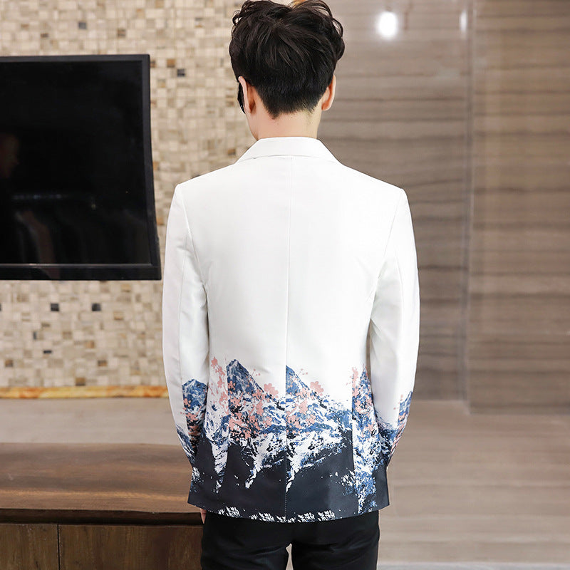 Men's Fashion Casual Slim Floral Jacket