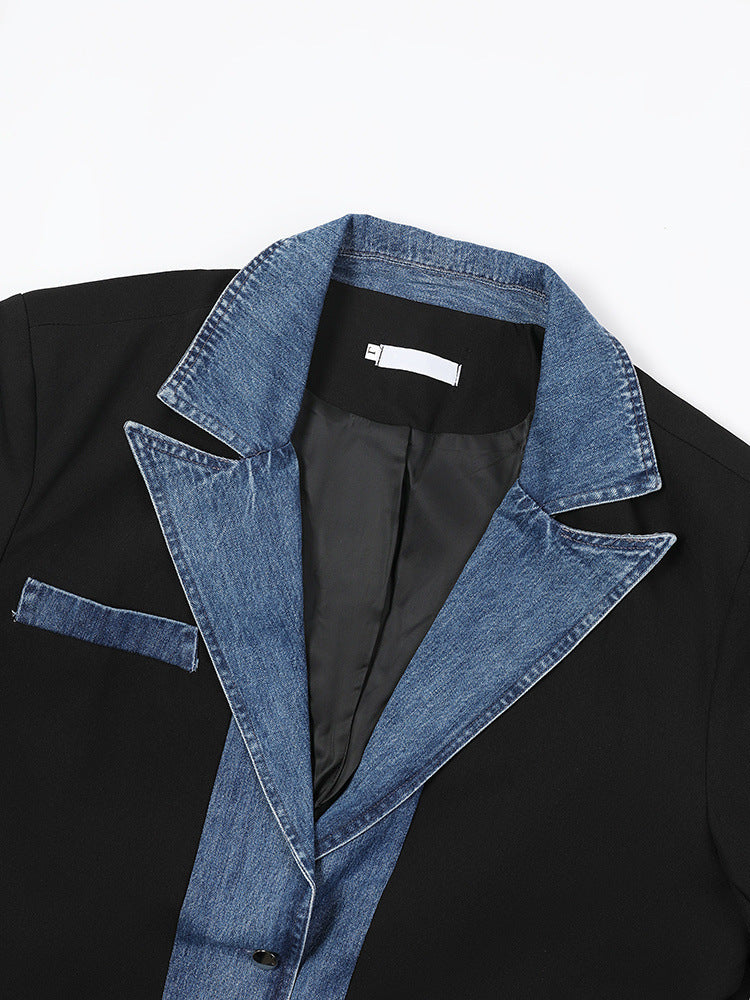 Men's And Women's Fashion Casual Cool Stitching Denim Blazer