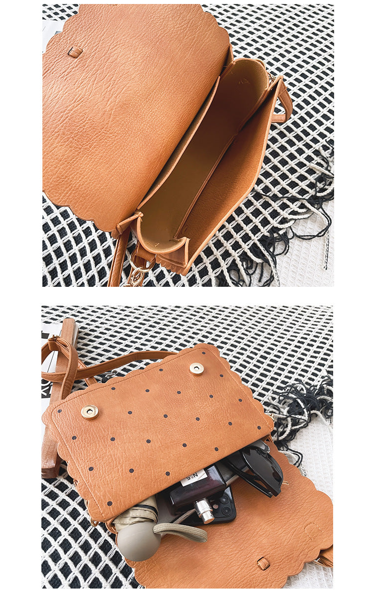 Japanese Anime Peripheral Vintage Style Cute Funny Embroidered Biscuit Bag Bow Soft Girl Student Pu Messenger Bag