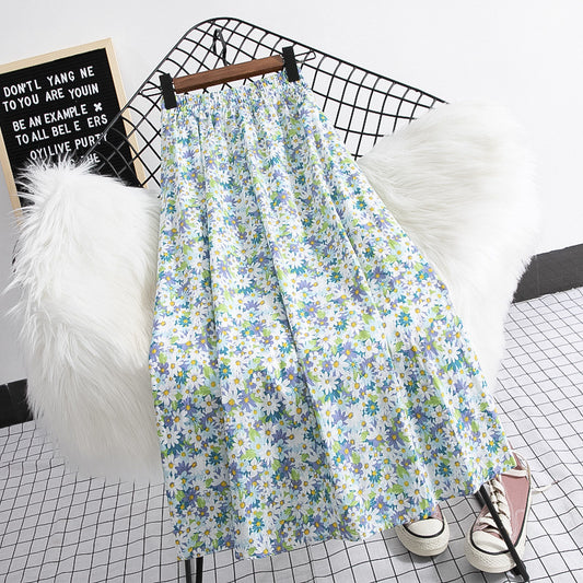 Summer New Plus Size High Waist Chiffon Big Swing Midi Dress