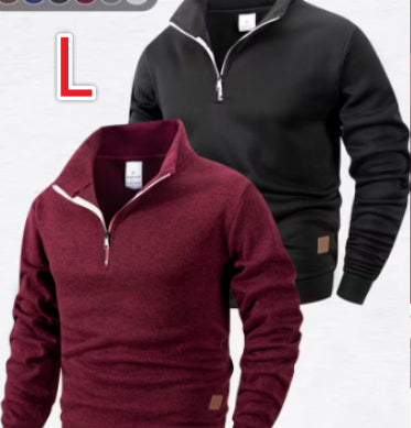 Men's Stand Collar Pullovers Slim Fit Warm Solid Colo