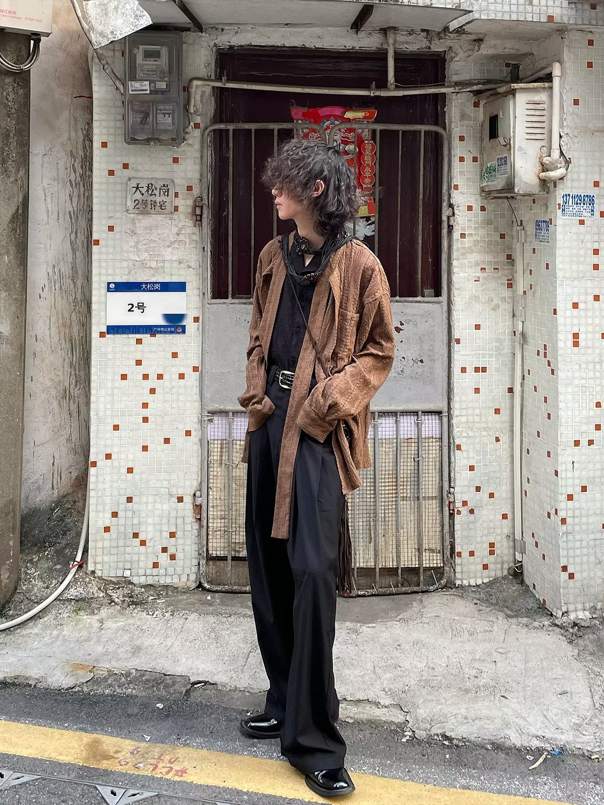Splicing Strap Long Sleeved Jacket