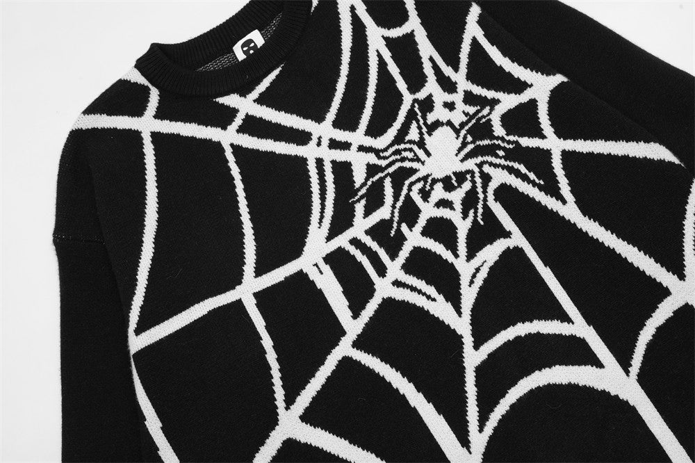 Spider Web Jacquard Knitted Sweater For Men