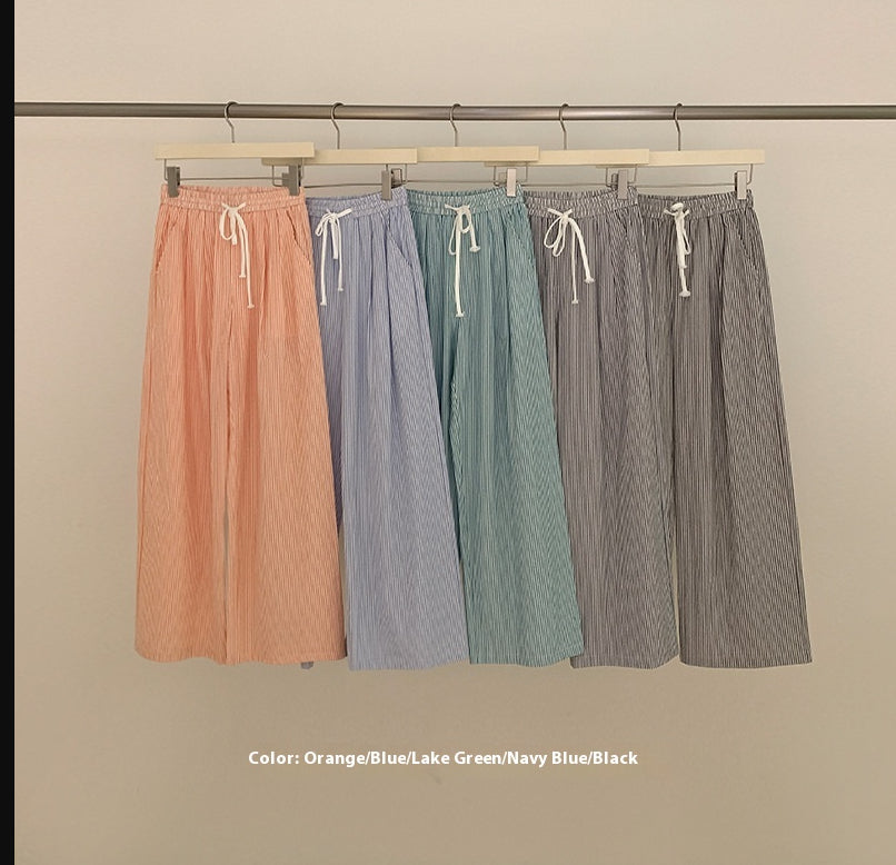 Women's Korean-style Striped Casual Pants Loose Straight Wide Leg