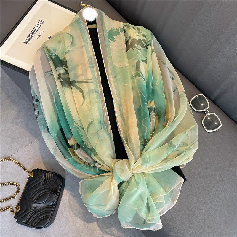 Light Luxury Artificial Silk Talma Yousoft Scarf Women's Large Size Pattern Commuter