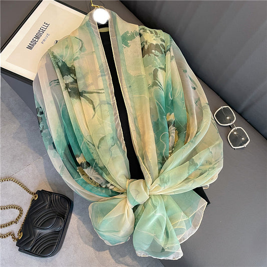 Light Luxury Artificial Silk Talma Yousoft Scarf Women's Large Size Pattern Commuter