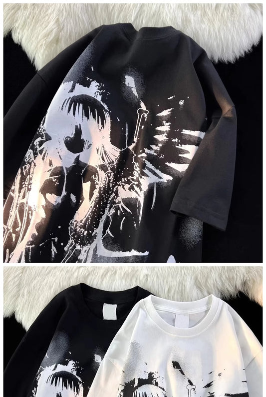 Splash-ink Angel Cotton Short-sleeved T-shirt Men's And Women's Loose Top