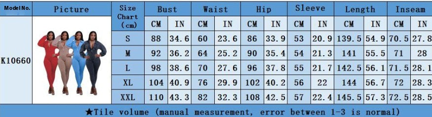 Women's Clothing V-neck Gigot Sleeve Tight Stitching Jumpsuit