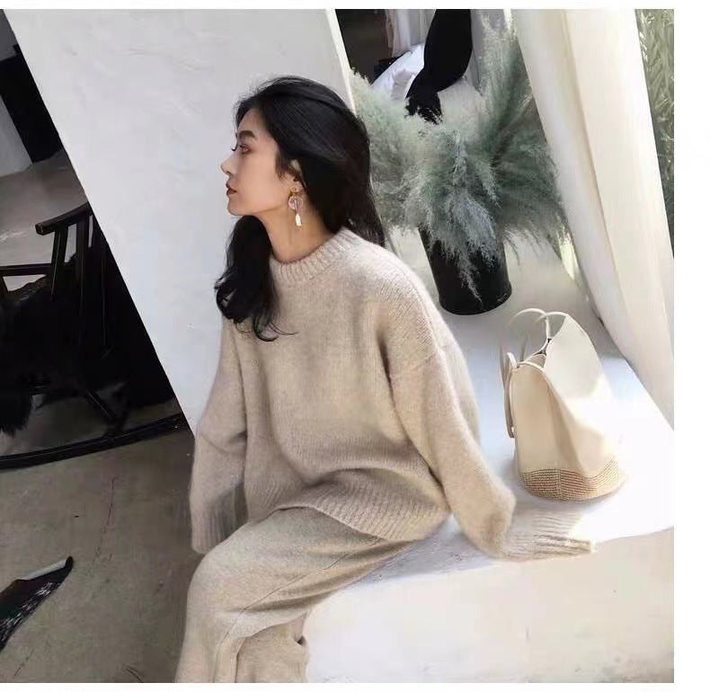 Women's Round Neck Straight Plus Size Thick Pullover Loose Sweater