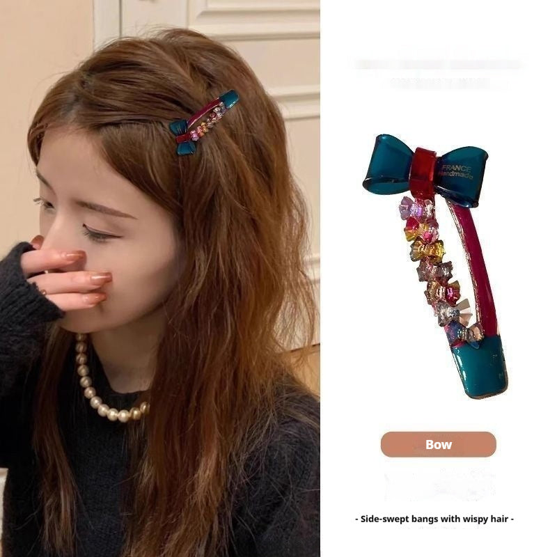 Sweet Diamond-studded Bow Silk Headband Hair Clip