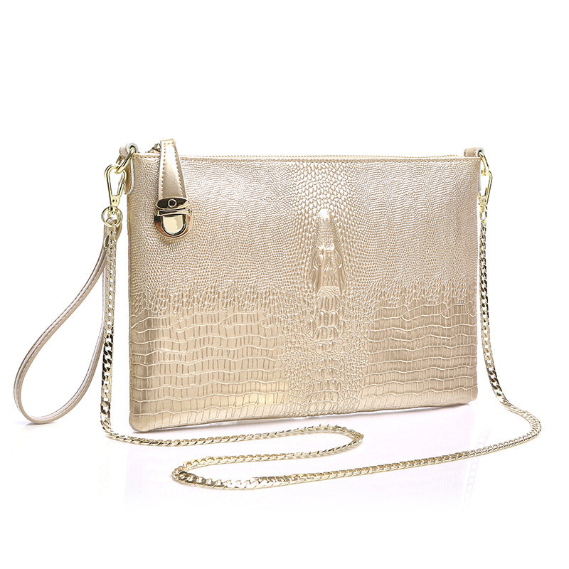 Pattern One-shoulder Diagonal Large-capacity Cowhide Handbag