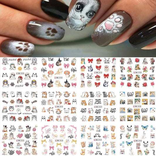 Cartoon Animal Nail Beauty Water Printing Stickers