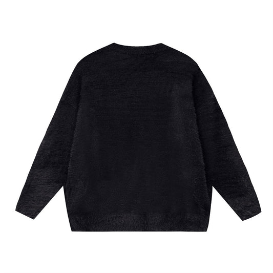 Street Letters Jacquard Round Neck Sweater