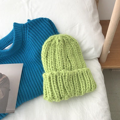 Sweet Candy Color Cute Wool Hat Women Thickened