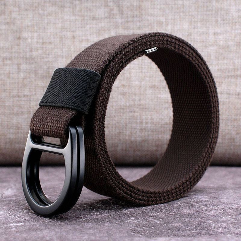 Men's Outdoor Leisure Canvas Belt Double Ring Buckle