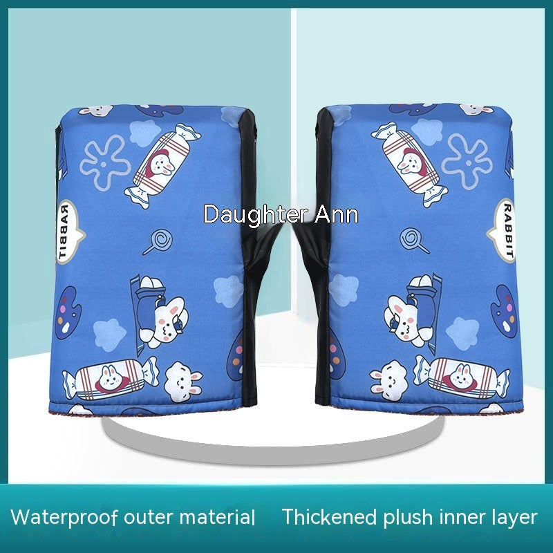 Electric Car Handle Cover Waterproof Warm With Velvet Quilted Riding Gloves