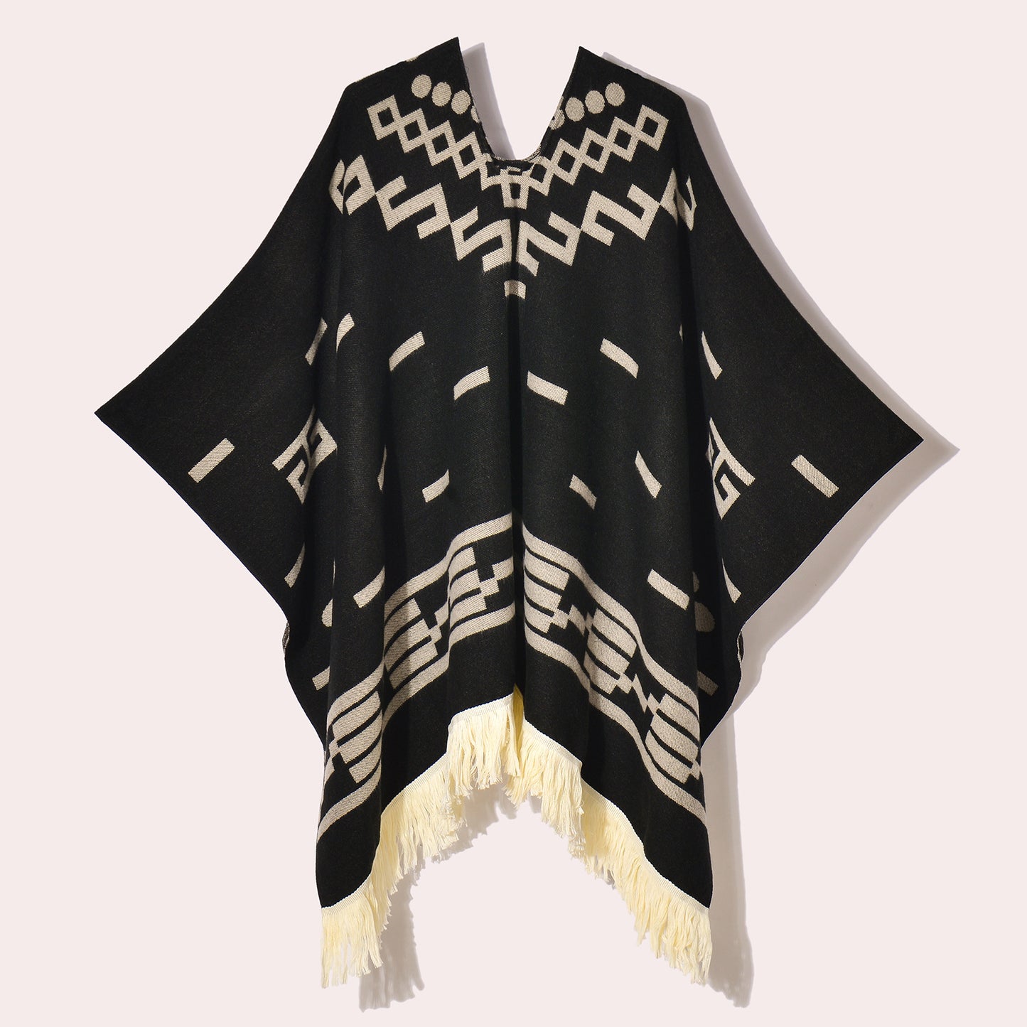 Western Denim Style Men's And Women's Shawl Tassel Pullover Keep Warm Outdoor Large Cloak