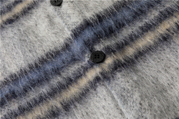 Contrasting Color Brushed Thickened Long-sleeved Plaid Shirt Men's Models