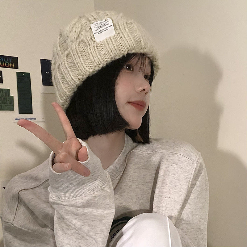 Women's Versatile Solid Color Loose Woolen Hat