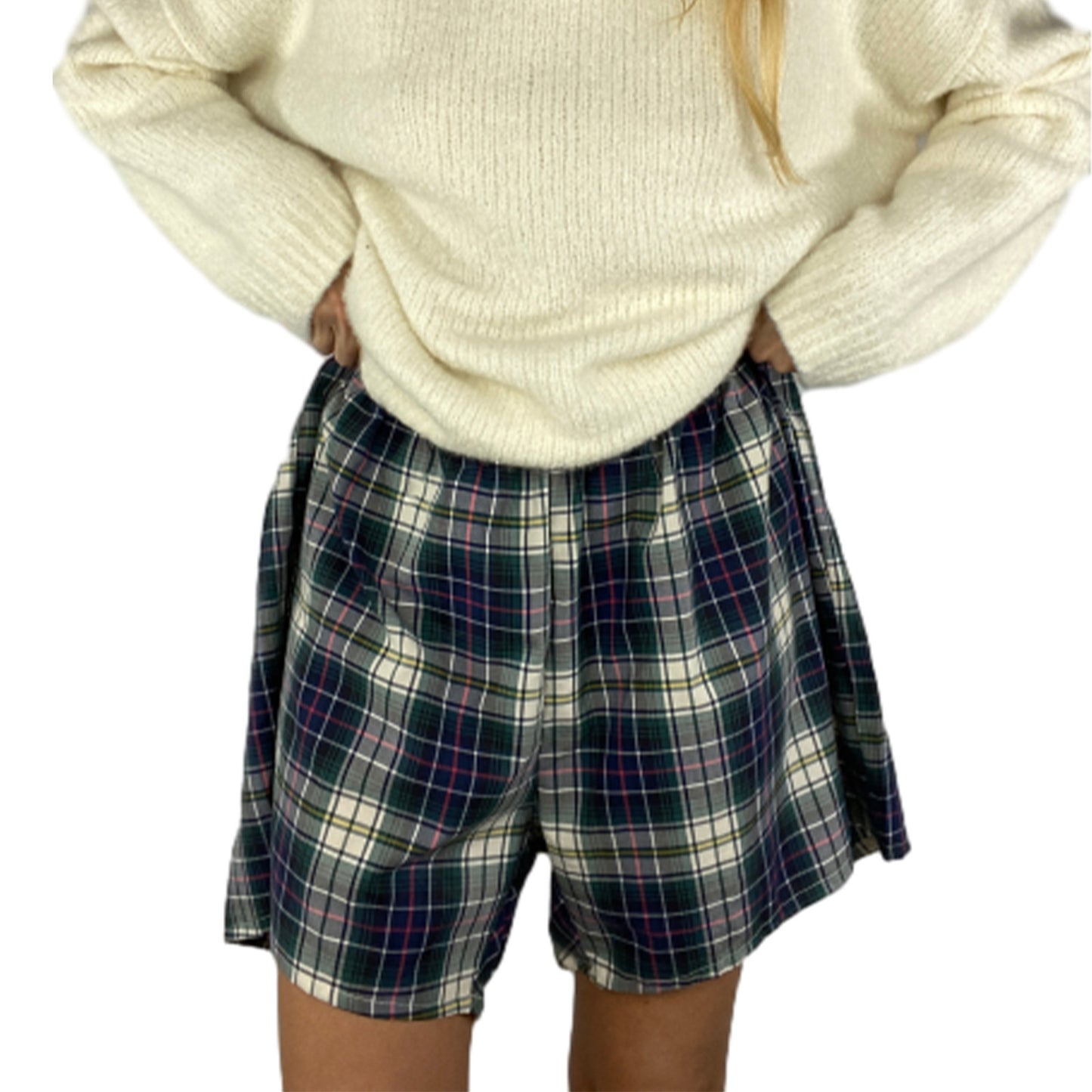 Women's Shorts Loose Plaid Beach Pants Home Wear