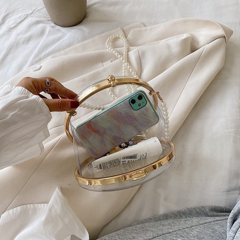 Transparent  Small Bag Jelly Net Red Girl Pearl Chain