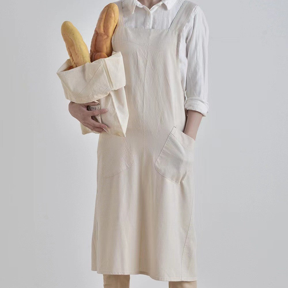 Women's Simple Solid Color Cotton And Linen Plus Size Apron