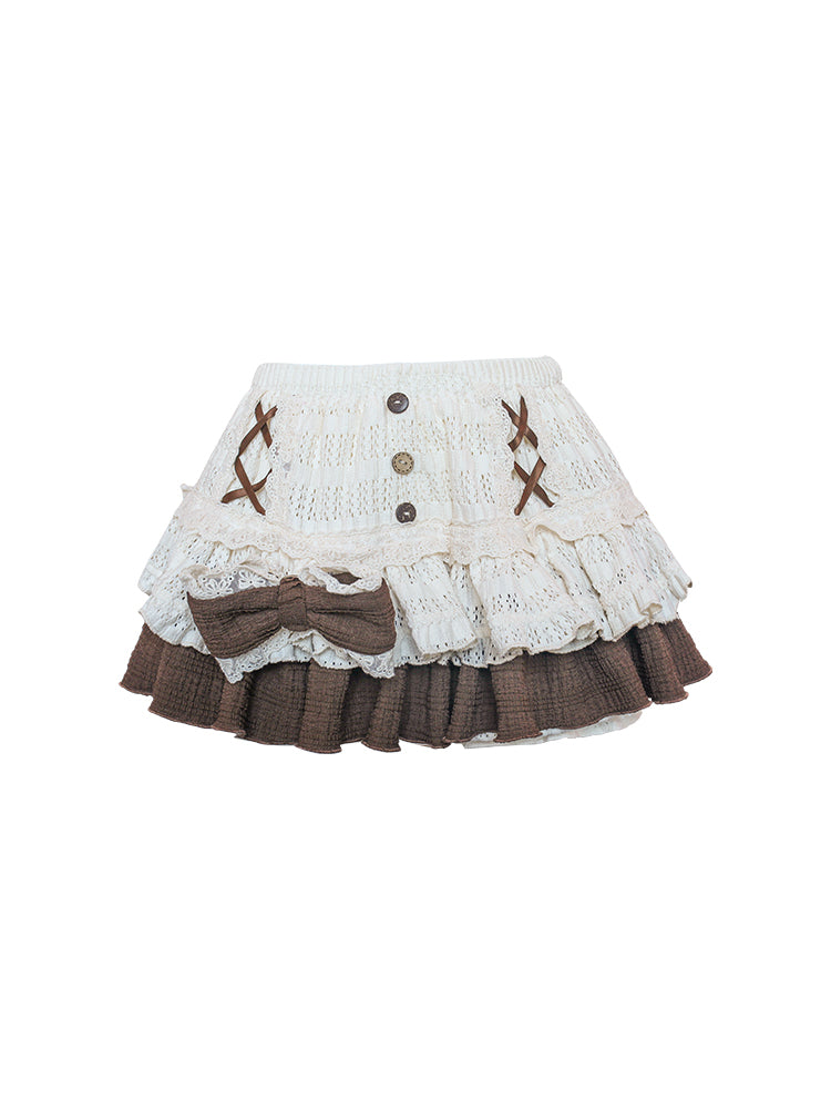 Apricot Knitted Sling Purple Knitted Cardigan Knitted Stitching Cake Dress