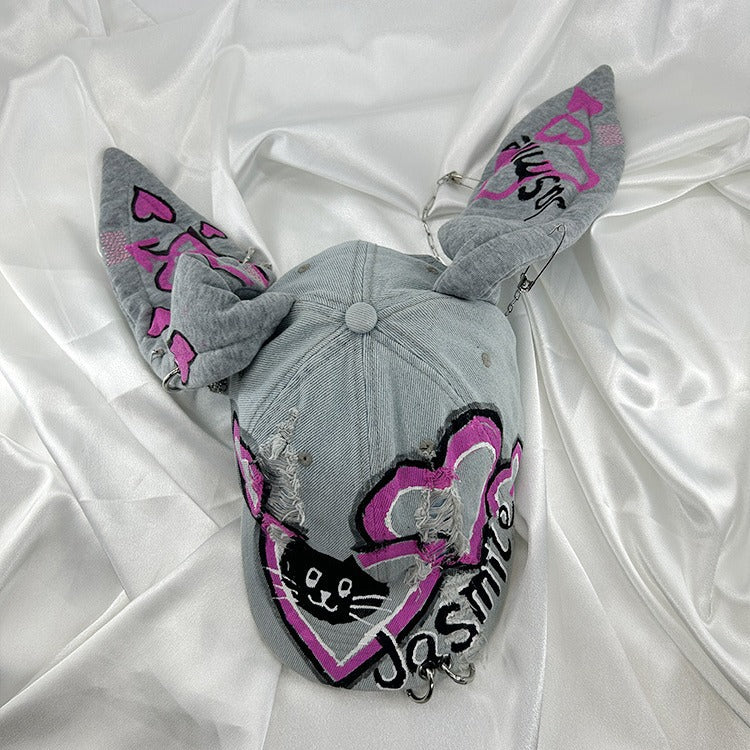 Special-interest Design Y2g American Graffiti Punk Denim med Hul Kanin